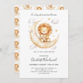 男の子ライオンかわいい赤ちゃんシャワー 招待状 (正面/裏面)