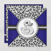 男の子ラバーダック赤ちゃんシャワー 招待状 (正面/裏面)