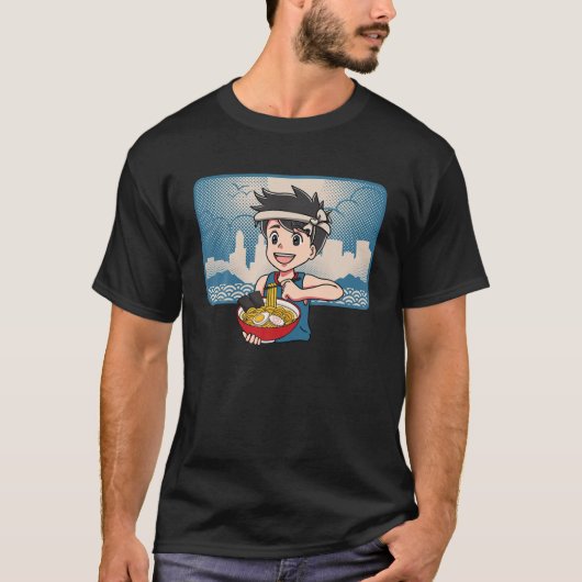 男の子ラーメン麺スープ Tシャツ (正面)
