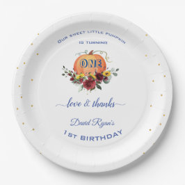 男の子リトルカボチャ感謝祭1st誕生日 ペーパープレート