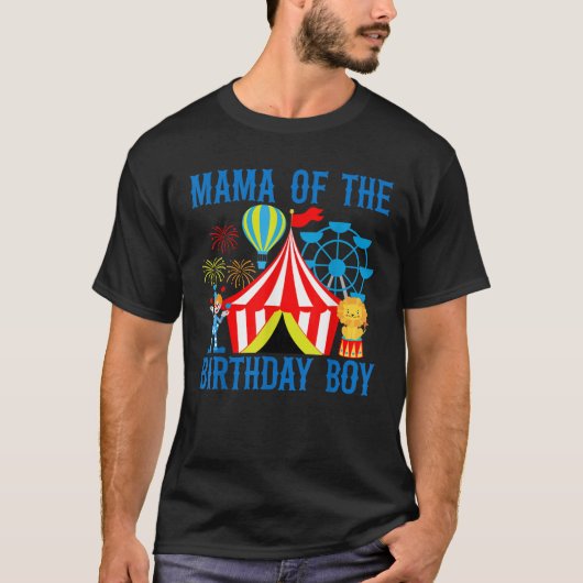 男の子リングマスターの誕生日のママのサーカス車 Tシャツ (正面)