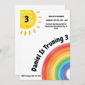 男の子レインボー3rdバースデーパーティー 招待状 (正面/裏面)