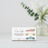 男の子レトロレースカーベビーシャワーおむつラッフルエンクロ エンクロージャーカード (スタンド正面)
