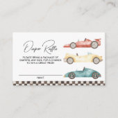 男の子レトロレースカーベビーシャワーおむつラッフルエンクロ エンクロージャーカード (正面)