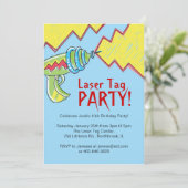 男の子レーザーのラベルのパーティの招待状 招待状 (スタンド正面)