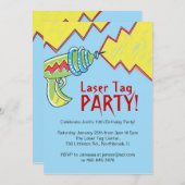 男の子レーザーのラベルのパーティの招待状 招待状 (正面/裏面)