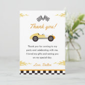 男の子レーシングカーバースデーパーティーサンクスカード 招待状 (スタンド正面)