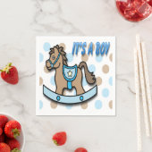 男の子ロッキングホース赤ちゃんシャワー紙ナプキンス スタンダードカクテルナプキン (インサイチュ)