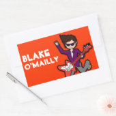 男の子ロックスターダークヘア名レッドidラベルシール 長方形シール (封筒)