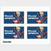 男の子ロックスターブロンド名ブルーidラベルシール 長方形シール (シート)