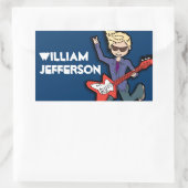 男の子ロックスターブロンド名ブルーidラベルシール 長方形シール (バッグ)