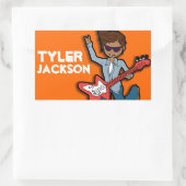 男の子ロックスター名オレンジidラベルシール 長方形シール (バッグ)