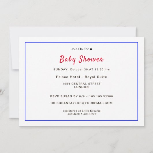 男の子ロンドンの王王室の子テーマの赤ちゃんシャワー 招待状 (裏面)