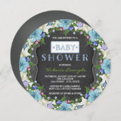 男の子ヴィンテージチョークベビーシャワー 招待状 (正面/裏面)