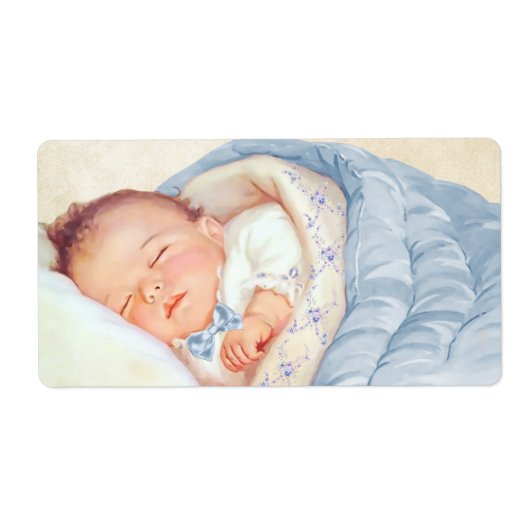 男の子ヴィンテージ赤ちゃんシャワー水ボトルラベル ラベル (正面)