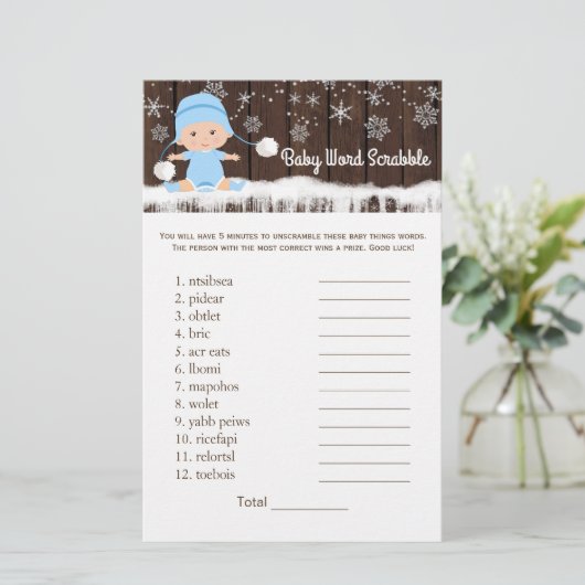 男の子単語スクランブル子供部屋韻ベビーシャワーゲーム (スタンド正面)
