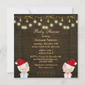 男の子及び女の子の双生児のクリスマスのベビーシャワー 招待状 (裏面)