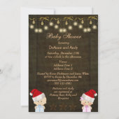 男の子及び女の子の双生児のクリスマスのベビーシャワー 招待状 (裏面)