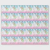 男の子及び女の子の双生児-こうのとりのベビーシャワーのギフト用包装紙 ラッピングペーパー (フラット)