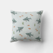男の子可愛いブルーシャークパターンモノグラム子供 クッション (裏面)