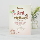 男の子可愛い年齢マウスラディバグバルーン誕生日 招待状 (スタンド正面)