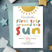 男の子可愛い最初ののまわりに旅ザ・サン・ファースト誕生日 招待状