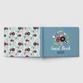 男の子可愛い素朴農業動物トラクターベビーシャワー ゲストブック (全面)
