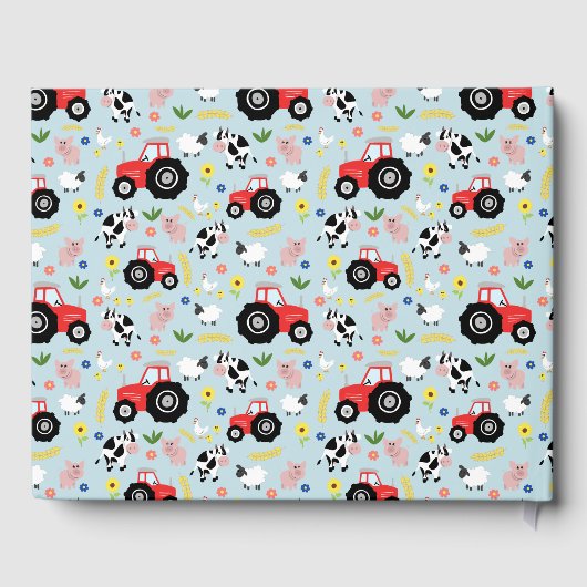 男の子可愛い素朴農業動物トラクターベビーシャワー ゲストブック (裏面)