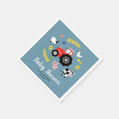 男の子可愛い農場動物トラクターマンガ赤ちゃんシャワー スタンダードカクテルナプキン (角)