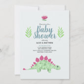 男の子可愛い青いジャングルTレックス恐竜の赤ちゃんシャワー 招待状 (正面)