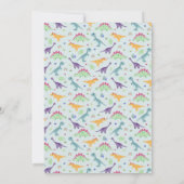 男の子可愛い青いジャングルTレックス恐竜の赤ちゃんシャワー 招待状 (裏面)