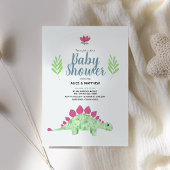 男の子可愛い青いジャングルTレックス恐竜の赤ちゃんシャワー 招待状