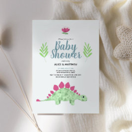 男の子可愛い青いジャングルTレックス恐竜の赤ちゃんシャワー 招待状