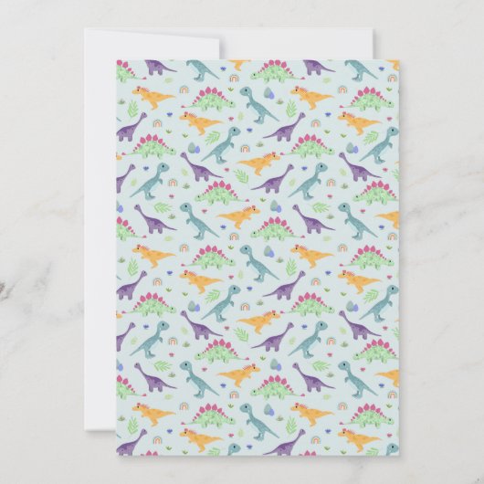 男の子可愛い青いジャングルTレックス恐竜の赤ちゃんシャワー 招待状 (裏面)