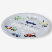 男の子可愛い青い旅行カーベビーシャワー ペーパープレート (アングル)