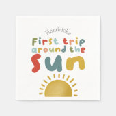 男の子可愛い1stのまわりにトリップザサンサマー誕生日 スタンダードカクテルナプキン (正面)