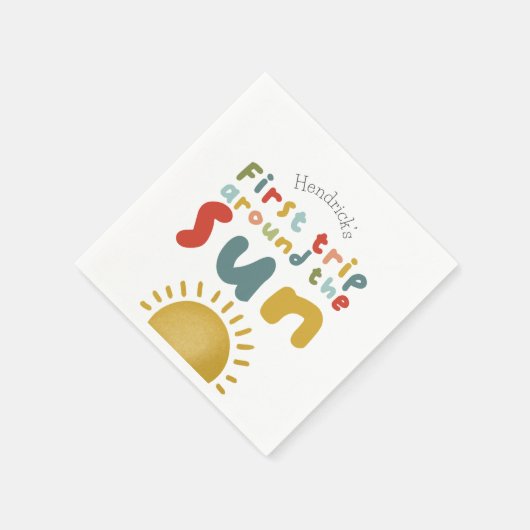 男の子可愛い1stのまわりにトリップザサンサマー誕生日 スタンダードカクテルナプキン (角)