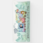 男の子可愛モダンい列車変更名フォトパーティー 横断幕 (縦)