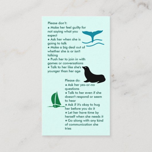 男の子名刺を集める選択的無言 名刺 (裏面)