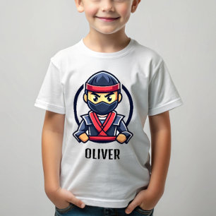 男の子向けかわいい忍者戦士のキャラクターグッズ Tシャツ