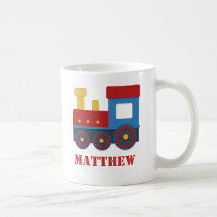 男の子向けのかわいいカラフルな電車 コーヒーマグカップ