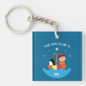 男の子失ったと見つかった友情の金属の弁当箱のキー キーホルダー (正面)