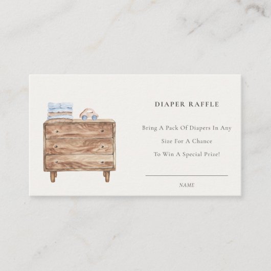 男の子子供部屋エッセンシャルおむつラッフルベビーシャワー エンクロージャーカード (正面)