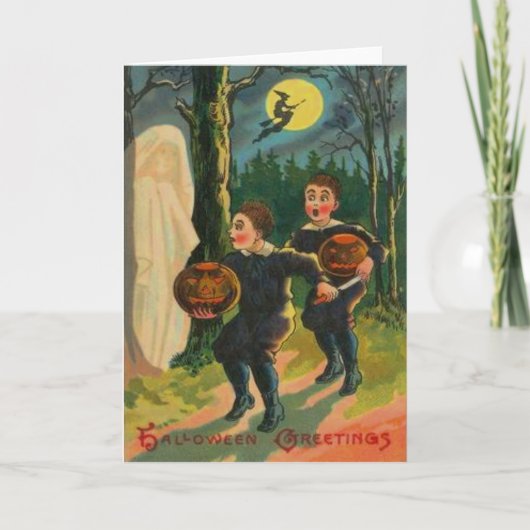 男の子怖がる幽霊 カード (正面)