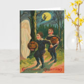 男の子怖がる幽霊 カード (黄色い花)