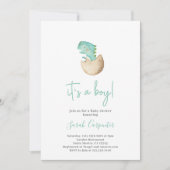 男の子恐竜の赤ちゃんシャワーの男の子だ 招待状 (正面)