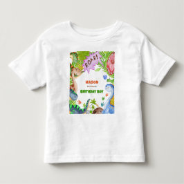 男の子恐竜4歳の誕生日招待状 トドラーTシャツ