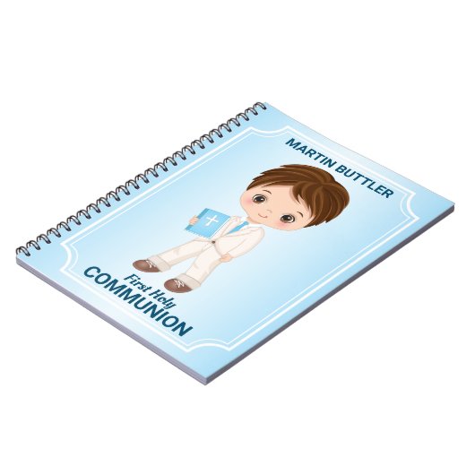 男の子拳の聖体拝領スパイラルフォトノートブック ノートブック (左側)