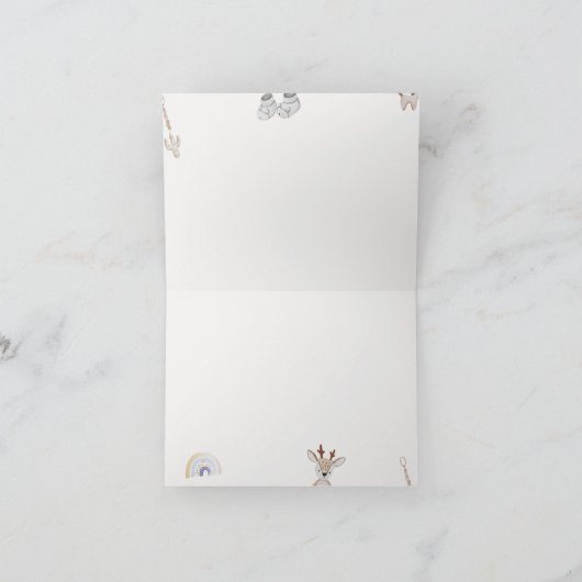 男の子服のおもちゃに感謝の赤ちゃんシャワー サンキューカード (内部)