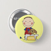 男の子洗浄犬のTシャツおよびギフト 缶バッジ (正面&裏面)